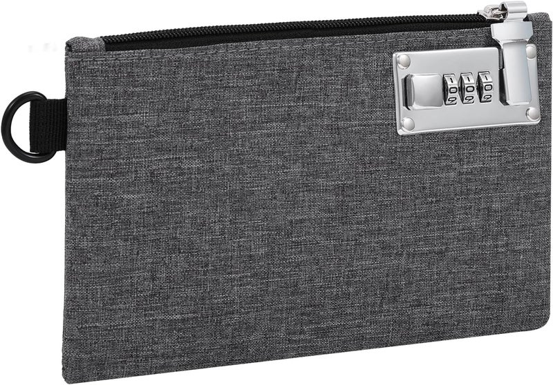 AMIR Money Bags with Zipper, 5x8 Inches, Money Pouch, Cash Bag, Coin Purse Bank Bags with Zipper for Travel, Cash, Jewelry, Passports, Credit Cards - Grey - Image 1